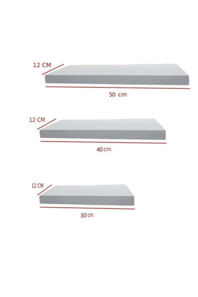 Egecan Mobilya Beyaz Uçan Duvar Rafı 3 Lü Set Gizli Raf - 2