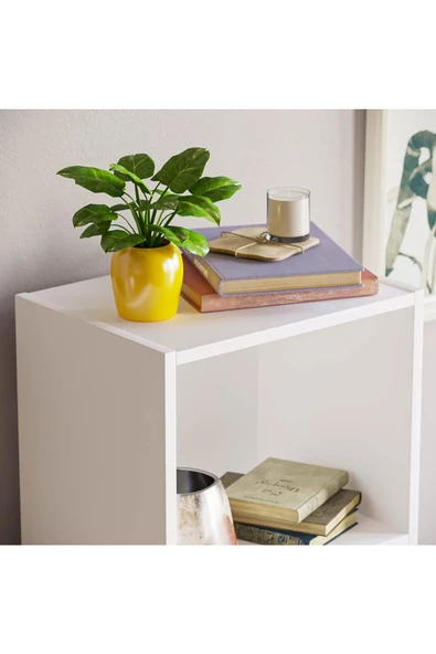 Egecan Mobilya Beyaz 4 Raflı Kitaplık Ofis Ev Dosya Kitap Dolabı Kitap Rafı - 4