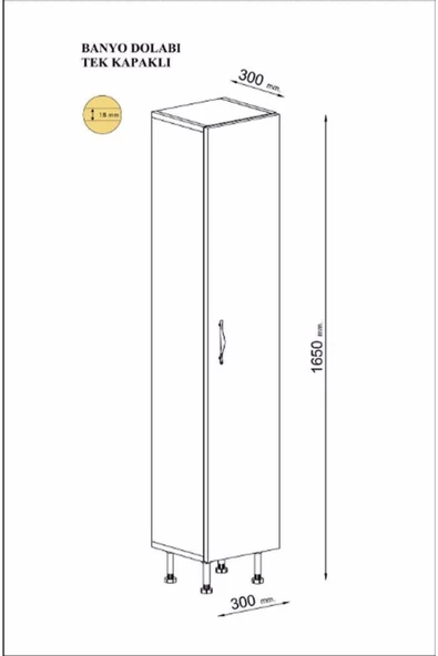 Egecan Mobilya 5 Raflı Banyo Boy Dolabı Havlu Dolabı Erzak Dolabı Banyo Dolabı - 3