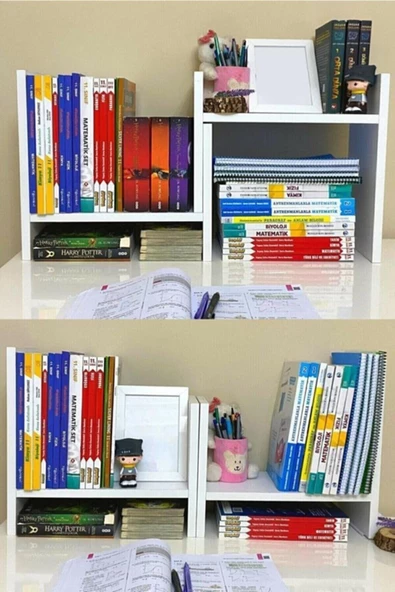 Egecan Mobilya Tidy Ayarlanabilir Kitaplık Masa Üstü Kitaplık Tezgah Üstü Düzenleyici Organizatör Kitaplık Raf - 2