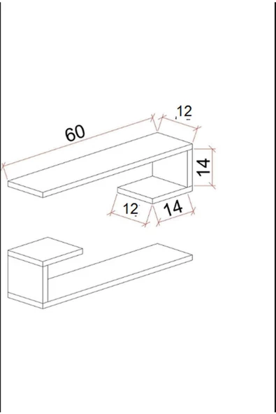 Egecan Mobilya L Model 2'li Duvar Rafı Duvar Rafı - 2
