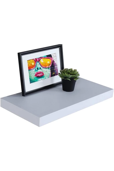 Egecan Mobilya Beyaz Uçan Duvar Rafı