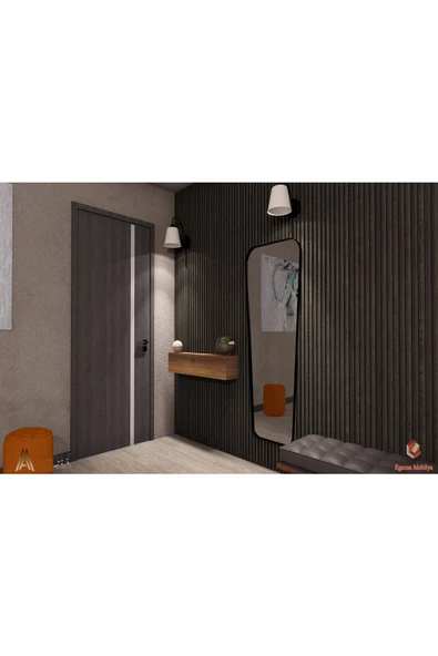 Egecan Mobilya 70cm Ceviz Kapaklı Dresuar Salon Antre Hol Oturma Odası Askıda Kulplu Dolap Dresuar - 3