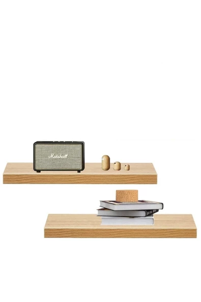 Egecan Mobilya Meşe Duvar Rafı 2 Li Set Gizli Raf