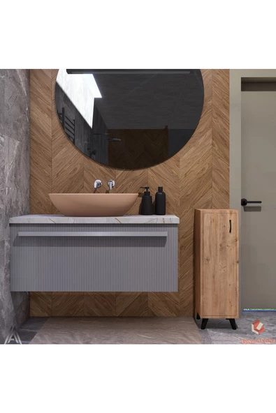 Egecan Mobilya Atlantik Çam Tek Kapaklı 3 Raflı Banyo Dolabı Havlu Dolabı Kiler Dolabı Erzak Dolabı Ekmek Dolabı - 3