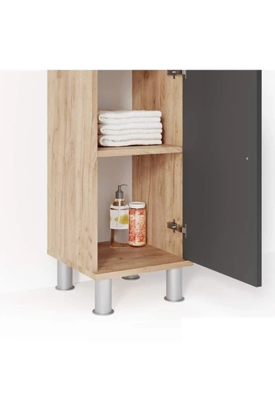 Egecan Mobilya Tek Kapaklı 3 Raflı Çok Amaçlı Banyo Dolabı Mutfak Dolabı Havlu Dolabı Erzak Dolabı - 5