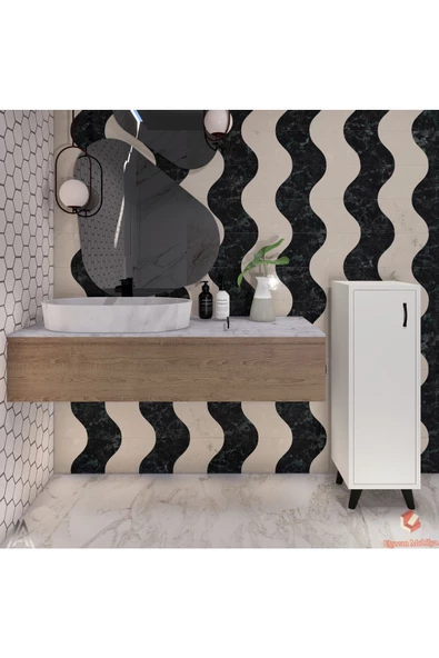 Egecan Mobilya Beyaz Tek Kapaklı 3 Raflı Banyo Dolabı Havlu Dolabı Sabunluk Kiler Dolabı Erzak Dolabı Ekmek Dolabı - 2