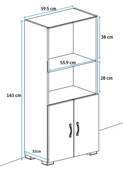 Egecan Mobilya 143 cm 2 Kapaklı Bölmeli Mikrodalga Fırın Dolabı Mini Fırın Mutfak Dolabı 2 Kapılı Erzak Dolabı - 5