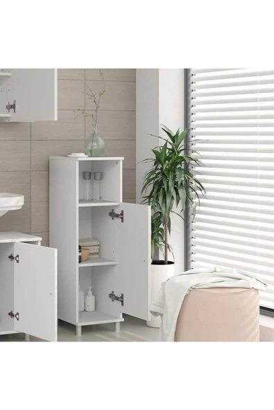 Egecan Mobilya Tek Kapaklı 3 Raflı Banyo Dolabı Havlu Dolabı Sabunluk Kiler Dolabı Erzak Dolabı Çamaşır Dolabı - 2
