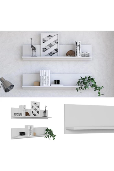 Egecan Mobilya Duvar Rafı Uçan Duvar Rafı Kitaplık Düzenleyici Raf Bohem Duvar Rafı İskandinaz Duvar Rafı - 3