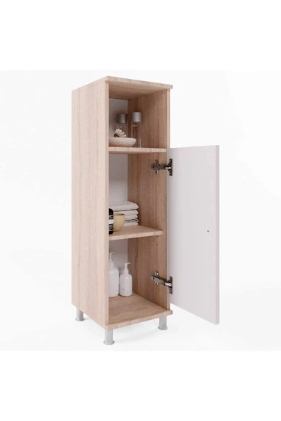 Egecan Mobilya Tek Kapaklı 3 Raflı Çok Amaçlı Banyo Dolabı Mutfak Dolabı Havlu Dolabı Erzak Dolabı - 6
