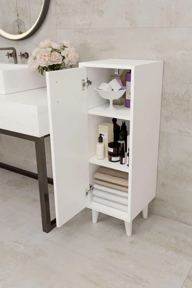 Egecan Mobilya Tek Kapaklı 3 Raflı Banyo Dolabı Havlu Dolabı Sabunluk Kiler Dolabı Erzak Dolabı Ekmek Dolabı - 2