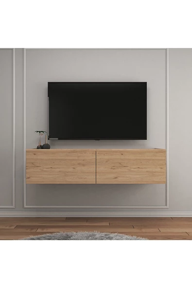 Egecan Mobilya Meşe 110 Cm Tv Ünitesi Tv Sehpası Duvar Rafı Kitaplık - 2