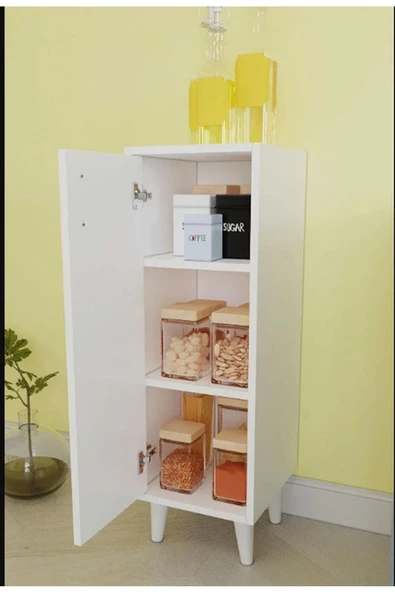 Egecan Mobilya Tek Kapaklı 3 Raflı Çok Amaçlı Banyo Dolabı Mutfak Dolabı Havlu Dolabı Erzak Dolabı - 3