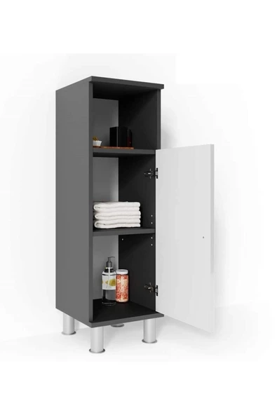 Egecan Mobilya Tek Kapaklı 3 Raflı Banyo Dolabı Havlu Dolabı Sabunluk Kiler Dolabı Erzak Dolabı Çamaşır Dolabı - 3
