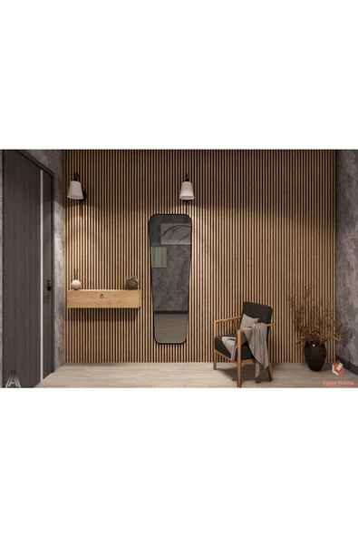 Egecan Mobilya Meşe 100cm Kapaklı Dresuar Salon Antre Hol Oturma Odası Askıda Kulplu Dolap Düzenleyici Dresuar - 4