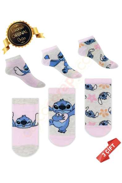 Stitch Desenli Lisanslı Orijinal Stitch Çorabı Patik Boy-DL15610707-STC-PTK