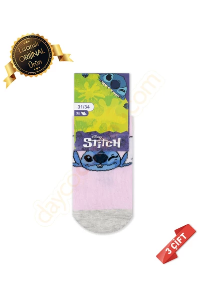 Stitch Desenli Lisanslı Orijinal Stitch Çorabı Patik Boy-DL15610707-STC-PTK - 3