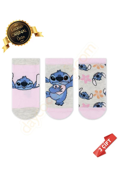 Stitch Desenli Lisanslı Orijinal Stitch Çorabı Patik Boy-DL15610707-STC-PTK - 2