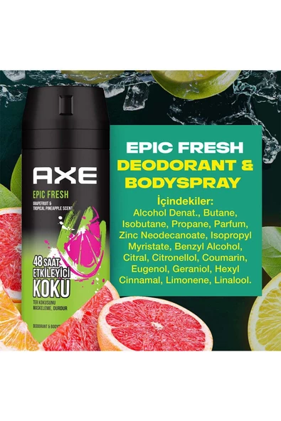 Axe Erkek Deodorant & Bodyspray Epic Fresh 48 Saat Etkileyici Koku 150 ml X3 Adet - 8