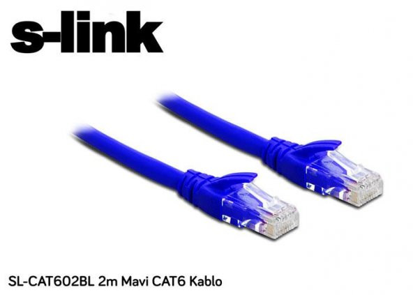 S-link SL-CAT602BL 2m Mavi CAT6 Kablo - 2