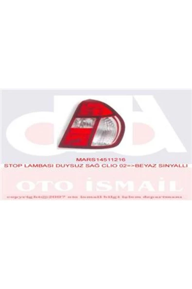 Mars STOP LAMBASI DUYSUZ SAĞ CLIO 02 Uyumlu  BEYAZ SİNYALLİ 8200403982