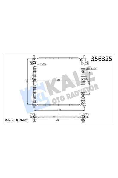 KALE SU RADYATOR 26MM (SSANGYONG ACTYON , KYRON 2.0XDI 2.3 05 / (OTOMATIK) ürün görseli