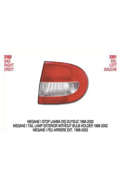 PLEKSAN STOP LAMBASI DIS SAG ( RENAULT   MEGANE I )