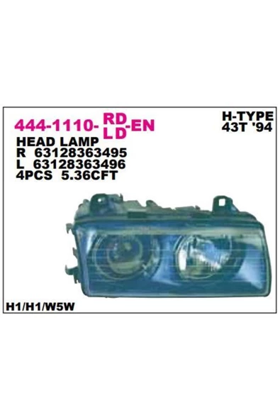 Depo ON FAR SOL BMW 3 SERISI E36 91-97 HELLA TIPI ürün görseli