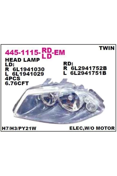 Depo Dpo-445-1115l-ld-em Far Sol Seat Cordoba Ibıza 2002 - 20...