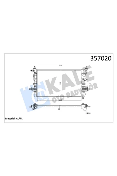 KALE RADYATÖR OPEL ASTRA H 04== ZAFIRA 05== 1.6 1.8 (MT ) (AC/NAC) [23MM] AL/MKNK 13170110-1300266-131452 ürün görseli