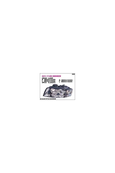 Depo 8e0941029h On Far Sol Elektrıklı Xenonlu Audı A4 01-04 Dpo-441-1146l-ndhem-mar