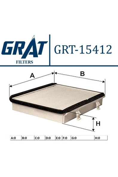 GRAT Kabın Fıltresı ( Vw: Golf I Iı 86-90 / Jetta Iı 84-91/ Seat : Toledo I 91-99) Grt-15412