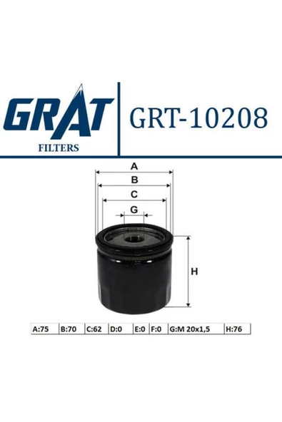GRAT 10208 Yağ Filtresi Palio Doblo Marea Bravo I Punto 01- 1.9d Jtd 2.4d