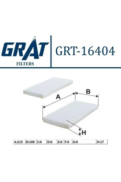 GRAT Kabın Fıltresı - Cıftlı - Kıa Spotage 2.0 04- Sorento 2.5 Crdı 02- Hyunda Tucson 2.0 04-10/2.0 Crdı