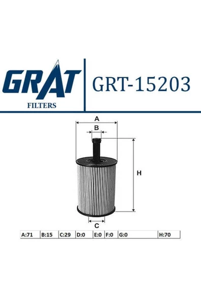 GRAT 15203 Yağ Filtresi Golf Iv V Vı Polo Jetta Iıı Iv Passat Caddy 04- Caddy Iıı Transporter T5 / A