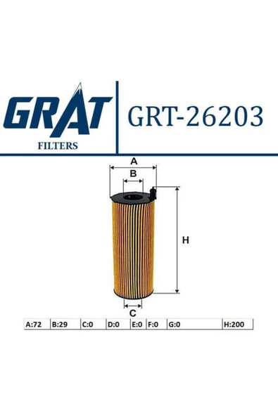 GRAT 26203 Yağ Filtresi Touareg / A4 Q7 2.7 Tdı 3.0 Tdı 3.0 Tdı 4.2 Tdı