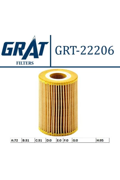 GRAT 22206 Yağ Filtresi Mercedes C E M Seri Sprinter Viano Vito / 300 C