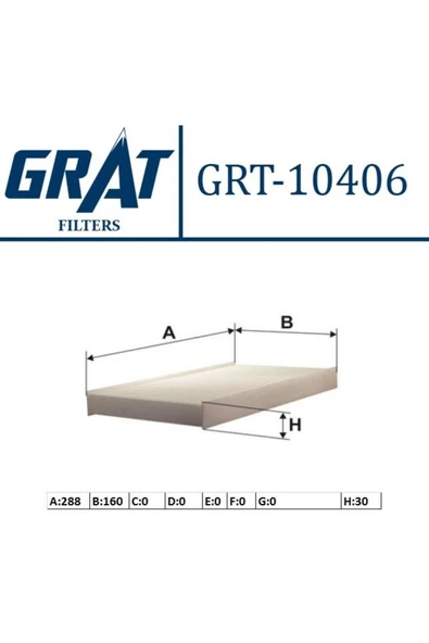 GRAT Kabın Fıltresı ( Alfa Romeo : 156 1.6ts 2.0ts 97-06 / Fıat : Brava - Marea )grt-10406 Grt-10406