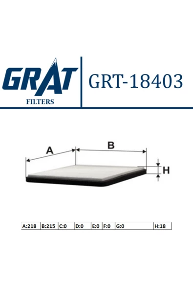 GRAT Kabın Fıltresı - ( Toyota : Yarıs 9905 1.3 / Camry 01 / Land Cruıser 01 / Rav 4 99- ) Grt-18403