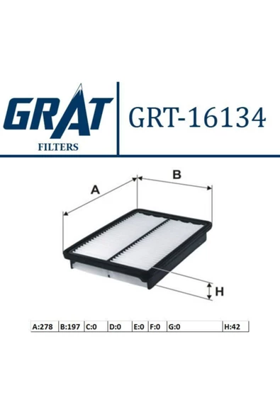 GRAT Hava Fıltresı - (hyundaı: Santafe 1114/kıa: Sorento 1114 "2.0 Crdı" )grt-16134 Grt-16134 ürün görseli