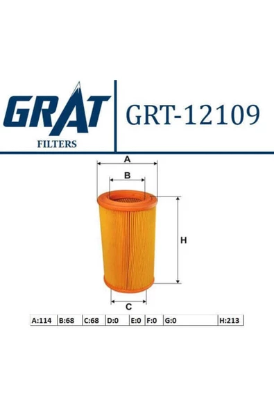 GRAT 12109 Hava Filtresi 306 93-01 Partner Em 96- / Xsara 97-00 Berlingo Em 02-03 1.9d Dw8 1.9d Xud9 ürün görseli