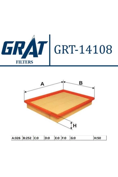 GRAT 14108 Hava Filtresi Croma 05- / Vectra C 03- Sıgnum 03- 2.0 16v 2.2 16v 1.9 Cdtı 1.9 Dmtj 2.0 C ürün görseli