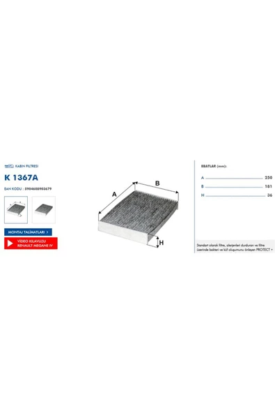 Filtron KABIN FILTRESI KARBONLU ( NISSAN QASHQAI 14-/RENAULT KADJAR 1.5DCI 15-/ MEGANE IV TALISMAN 15-)