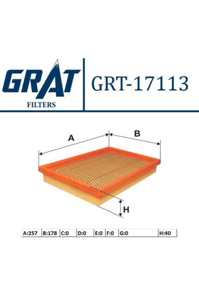 GRAT 17113 Hava Filtresi Coupe 02-09 1.6 2.0 2.7 Elantra 00-06 1.6 2.0 2.0 Crdı / Cerato 04-09 1.6 2 ürün görseli