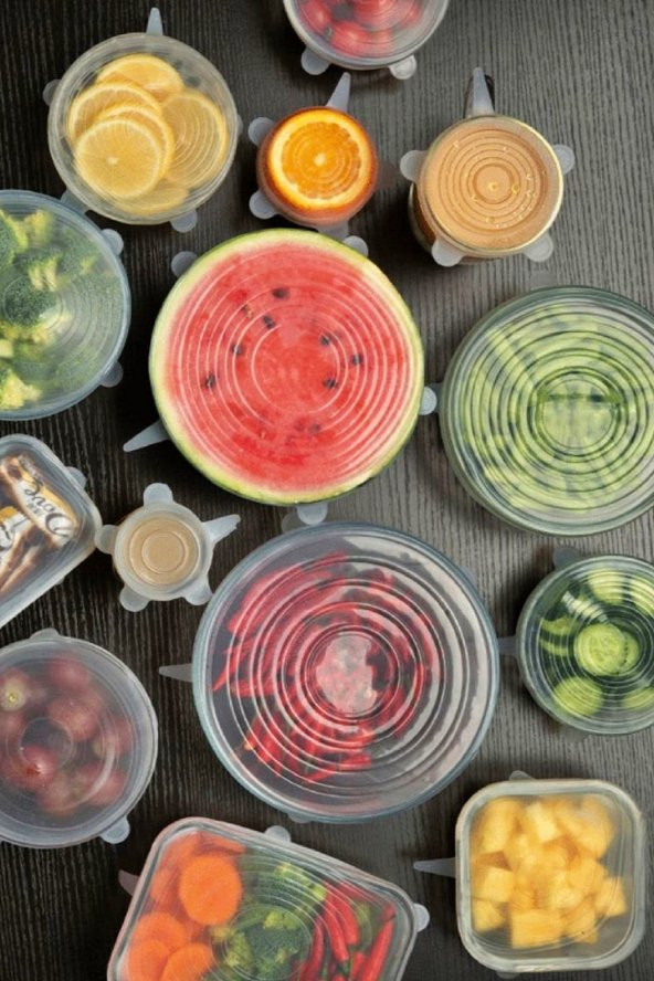 Mutfak Makası Çok Amaçlı Kapak Açıcı Ceviz Kırıcı Et Makası + Silikon Streç Kapak Bonesi Seti - 4