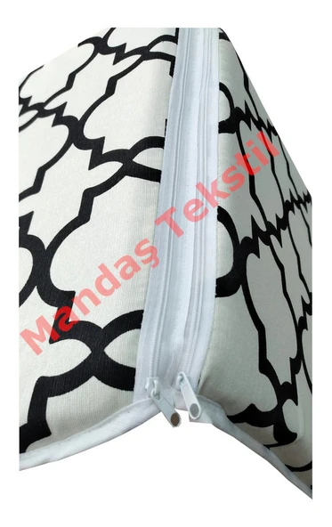 6 Adet Mandaş Midi Sandalye Minderi, Bahçe Sandalye Minderi-Damask Siyah - 3