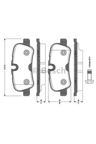 Bosch FREN BALATASI ARKA ( DISCOVERY III / R.ROVER SPORT 2.7 ) WVA 24192