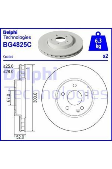 DELPHİ Fren Diski Çiftli Paket Boyalı Vıto