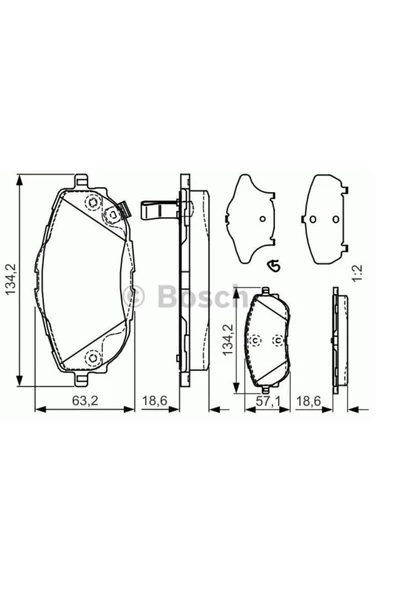 Bosch FREN BALATASI ON TOYOTA COROLLA 2013-2019 AURIS 2012-/ 1.33 1.6 BENZINLI 1.4 D4D DIZEL